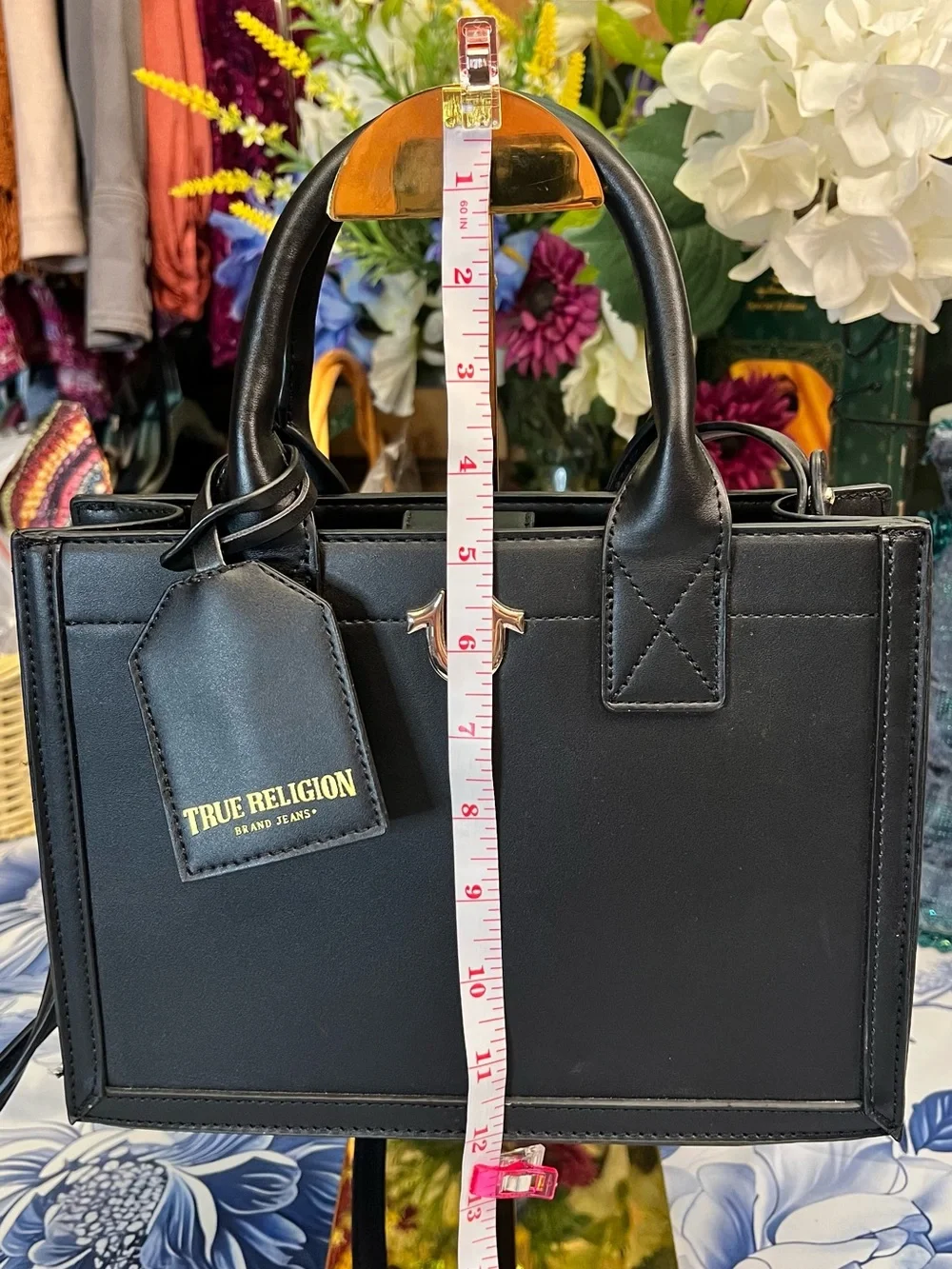 True Religion Modern Edge Black Tote Bag With Crossbody Strap